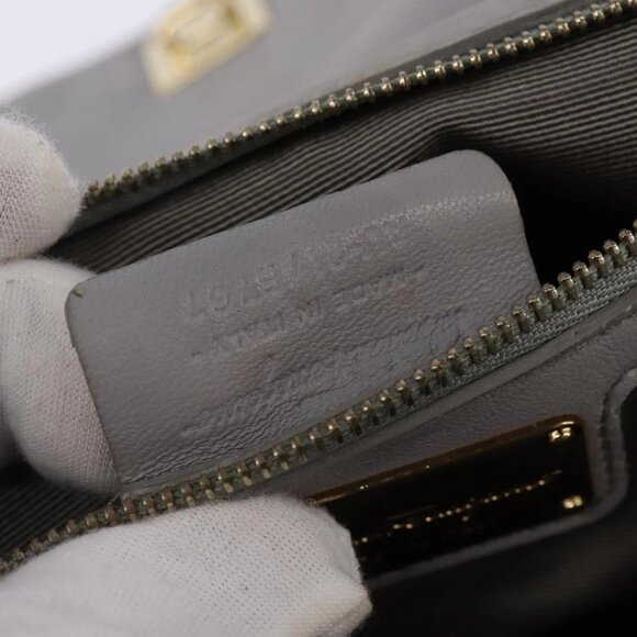 Salvatore Ferragamo Chain Vala Shoulder Bag Leather Gray Gold Auth 147515 - Picture 13 of 16